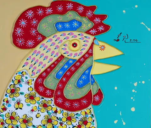 이홍원, 작품 25, 소재: 꽃무늬 닭