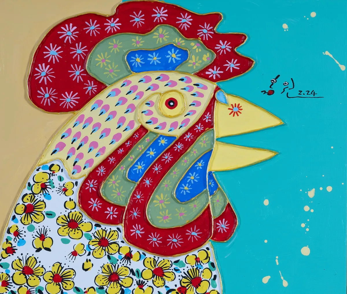 이홍원, 작품 25, 소재: 꽃무늬 닭